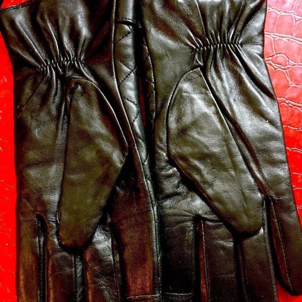 Michael Kors Black Lambskin Leather Gloves